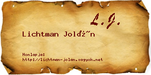 Lichtman Jolán névjegykártya